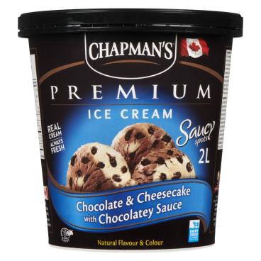 Chapman's Saucy Spots Chocolate & Cheesecake With Chocolate Sauce Premium Ice Cream 2L