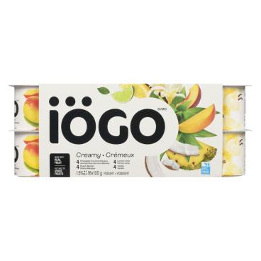 Iögo Pineapple-Coconut-Banana, Peach-Mango, Lemon-Lime, Vanilla Yogurt 1.5% M.F. 16x100g