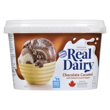 Real Dairy Chocolate Caramel With Salted Caramel Ripple Premium Ice Cream 1.5L
