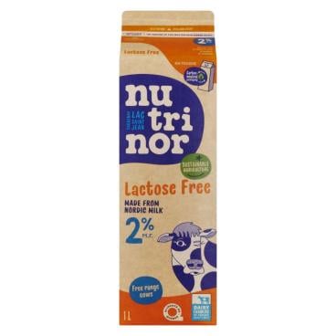 Nutrinor Lactose Free Nordic Partly Skimmed Milk 2% M.F. 1L