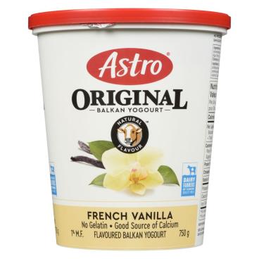 Astro French Vanilla Balkan Yogourt 1% M.F. 750g