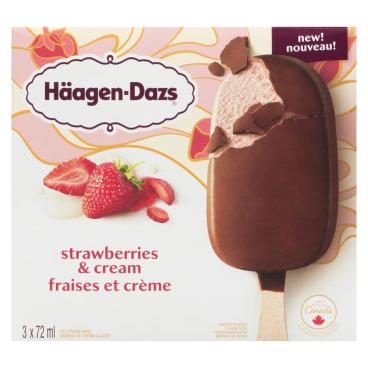 Häagen-Dazs Strawberries & Cream Ice Cream Bars 3x72ml