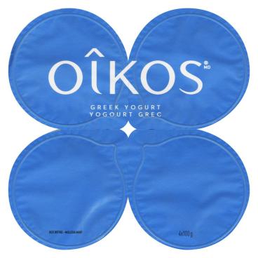Oîkos Peach Greek Yogurt 0% M.F. 4x100g