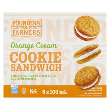Founders & Farmers Orange Cream Ice Cream Cookie Sandwiches 6x100ml