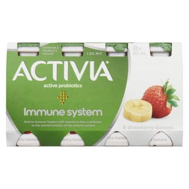 Activia Strawberry Banana Drinkable Probiotic Yogurt 1.5% M.F. 8x93ml
