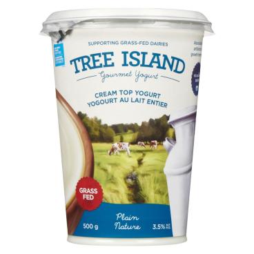 Tree Island Gourmet Yogurt Grass-Fed Plain Cream Top Yogurt 3.5% M.F. 500g