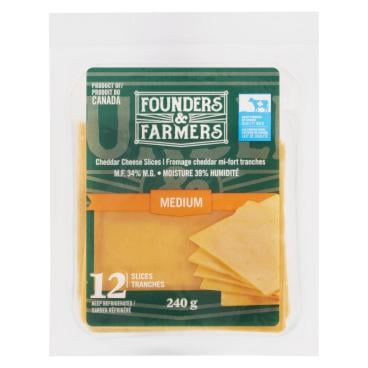 Founders & Farmers Sliced Medium Coloured Cheddar 240g