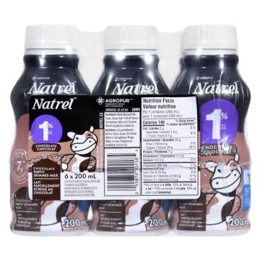 Natrel Partly SKimmed Chocolate Milk 1% M.F. 6x200ml