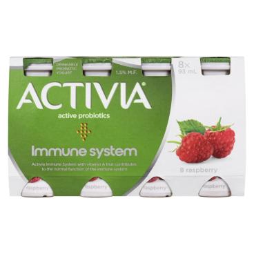 Activia Raspberry Drinkable Probiotic Yogurt 1.5% M.F. 8x93ml