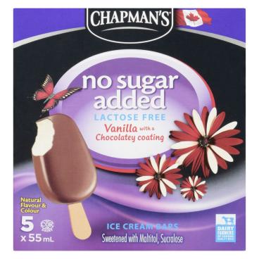 Chapman's No Sugar Added Lactose Free Vanilla With A Chocolatey Coating Ice Cream Bars 5x55ml
