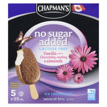 Chapman's No Sugar Added Lactose Free Vanilla With A Chocolatey Coating & Almonds Bars 5x55ml
