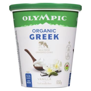 Olympic Organic Greek Vanilla Yogurt 3.5% M.F. 650g