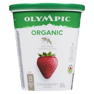 Olympic Organic Strawberry Balkan Style Yogurt 3% M.F. 650g