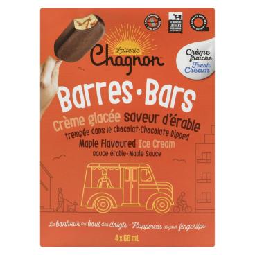 Chagnon Chocolate Covered Maple Flavoured With Maple Sauce Ice Cream Bars 4x68ml