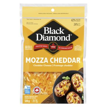 Black Diamond Shredded Mozza Cheddar 320g
