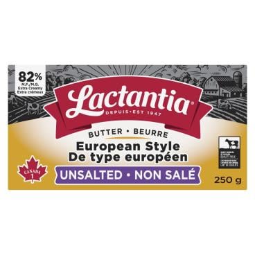 Lactantia European Style Unsalted Butter 250g