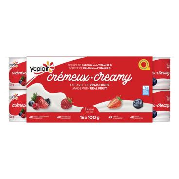 Yoplait Creamy Creamy Fieldberry, Raspberry, Strawberry, Blueberry Stirred Yogurt 1% M.F. 16x100g
