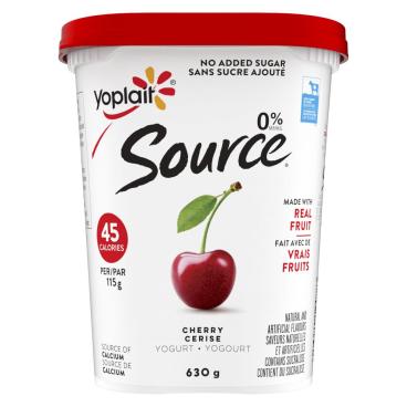 Yoplait Source No Sugar Added Cherry Yogurt 0% M.F. 630g