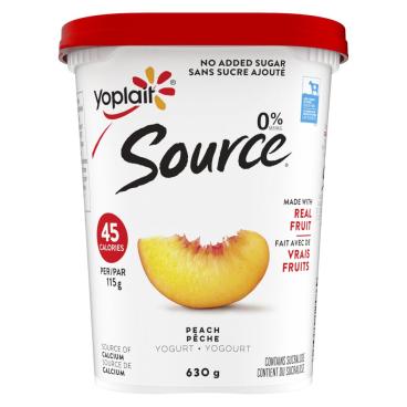 Yoplait Source No Sugar Added Peach Yogurt 0% M.F. 630g