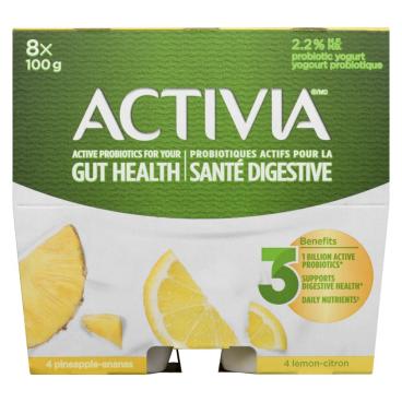 Activia Lemon Pineapple Probiotic Yogurt 8x100g