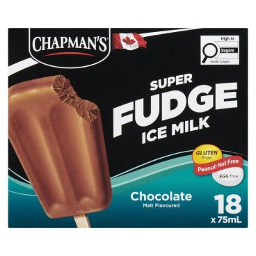 Chapman's Super Fudge Chocolate Malt Flavoured Ice Milk Bars 18x75ml