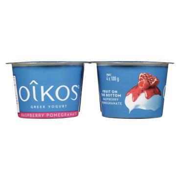 Oîkos Raspberry Pomegrenate Greek Yogurt 2% M.F. 4x100g