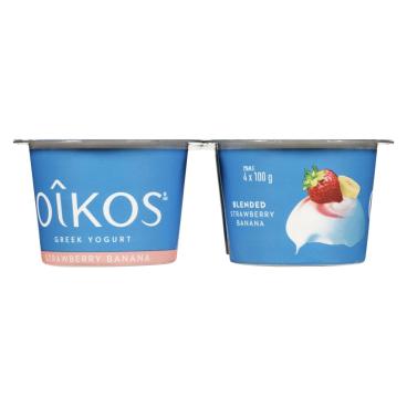 Oîkos Strawberry Banana Greek Yogurt 2% M.F. 4x100g