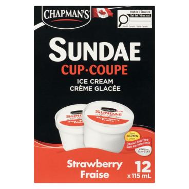 Chapman's Sundae Cup Strawberry Ice Cream 12x115ml