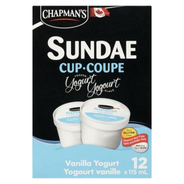 Chapman's Sundae Cup Vanilla Frozen Yogurt 12x115ml | Canadian