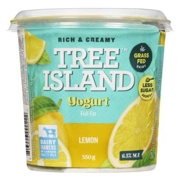 Tree Island Gourmet Yogurt Grass-Fed Lemon Yogurt 6.5% M.F. 350g