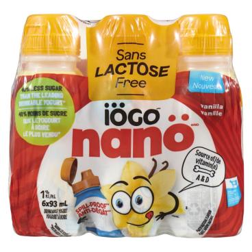 Iögo Nanö Lactose Free Vanilla Drinkable Yogurt 6x93ml