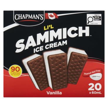 Chapman's Li'L Sammich Ice Cream Vanilla 20x60ml | Canadian Goodness