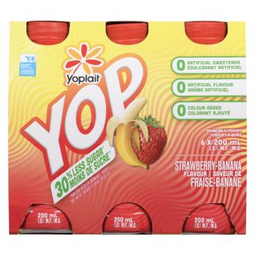 Yoplait Yop Strawberry-Banana Drinkable Yogurt 1.5% M.F.   6x200ml