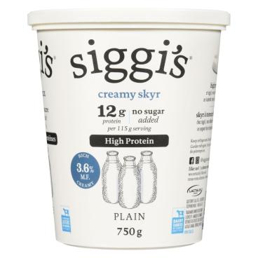 Siggi's Skyr Yogurt Plain 3.6% M.F. 750g