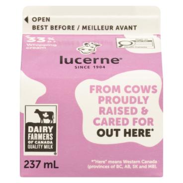 Lucerne Whipping Cream 33% M.F. 237ml