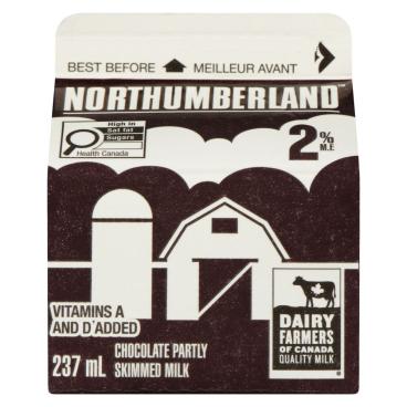 Northumberland Partly Skimmed Chocolate Milk 2% M.F. 237ml