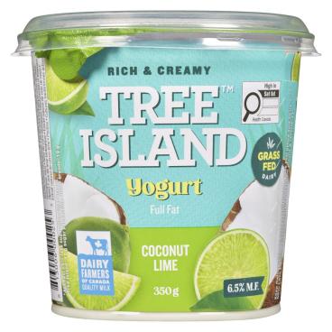 Tree Island Gourmet Yogurt Grass-Fed Coconut Lime Yogurt 6.5% M.F. 350g