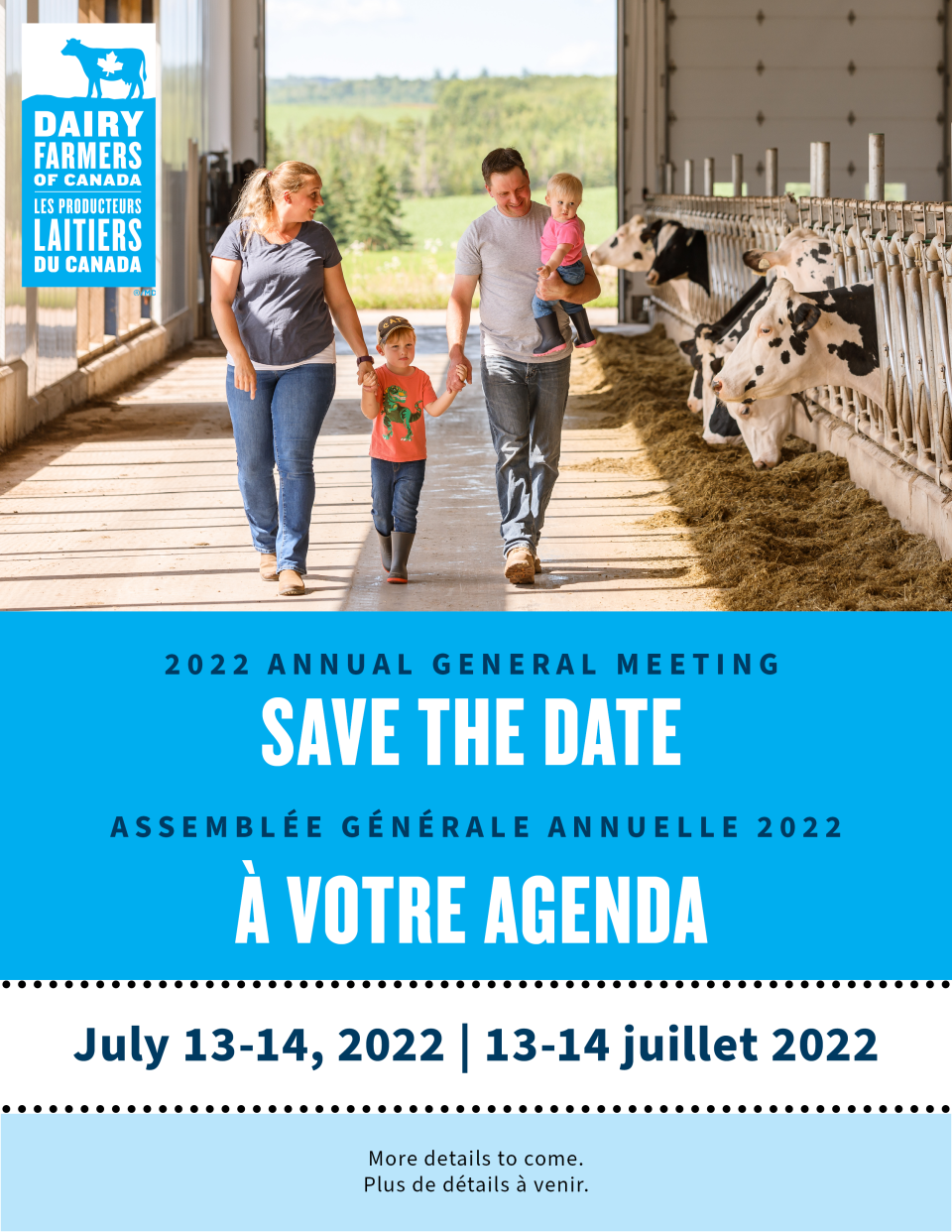 Dairy Farmers of Canada AGM save the date. July 13 to 14, 2022