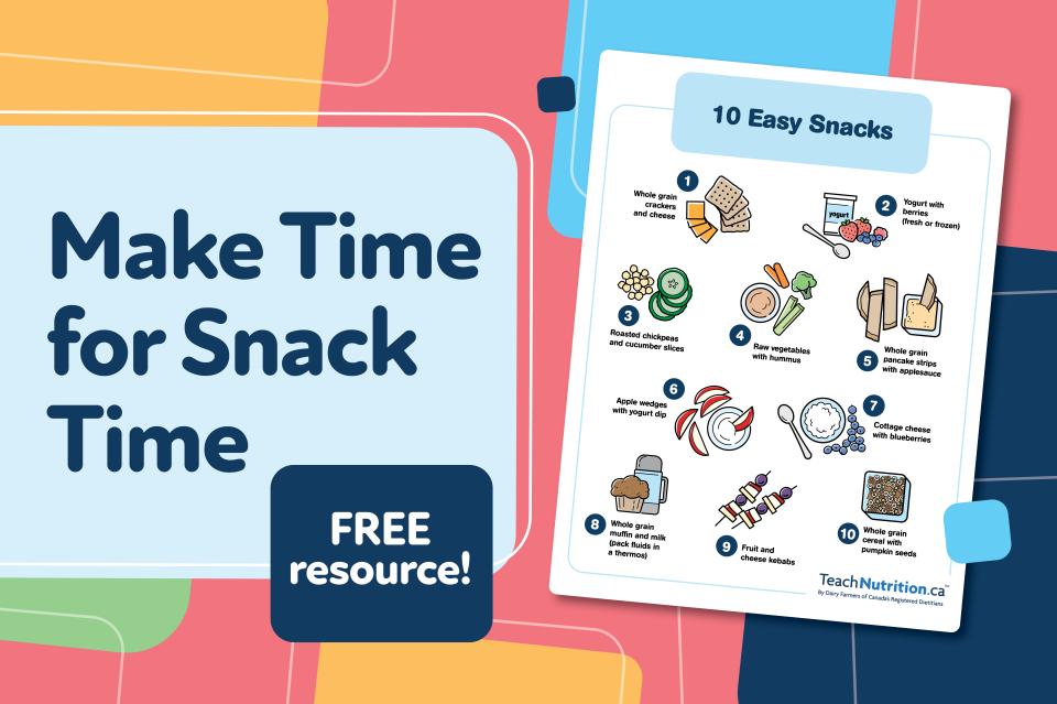 text reads make time for snack time free resource.