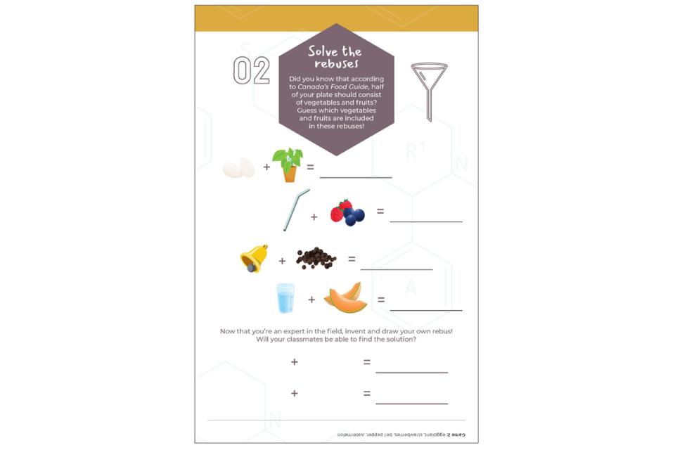 Page 2 of free activity book on Canada’s Food Guide, cycle 3