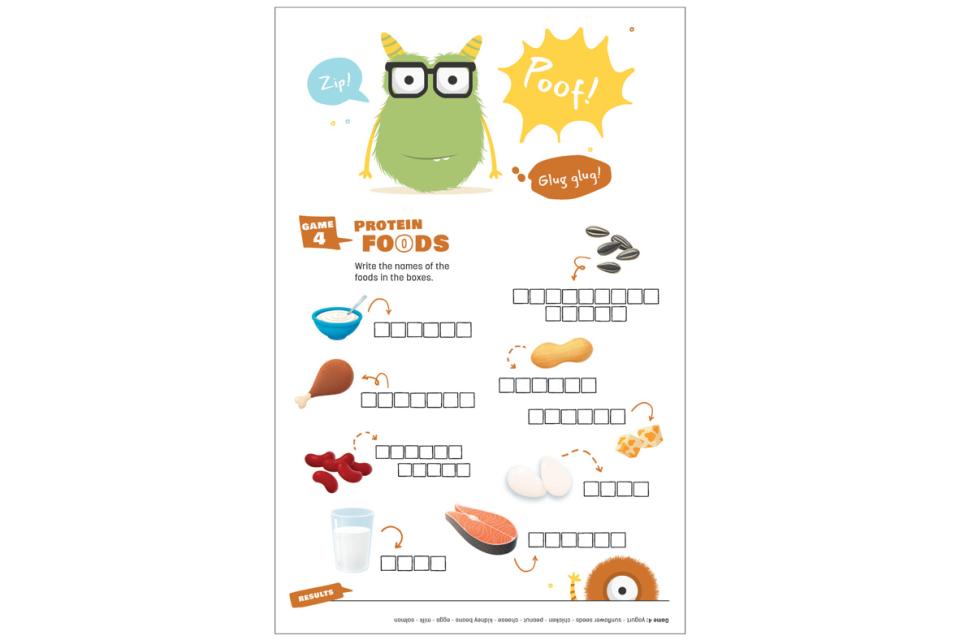 Page 3 of free activity book on Canada’s Food Guide (Cycle 1)