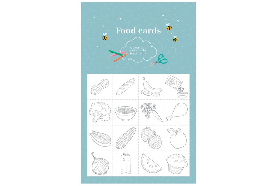 Page 2 of free activity book on Canada’s Food Guide (preschool)