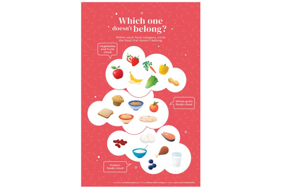 Page 3 of free activity book on Canada’s Food Guide (preschool)