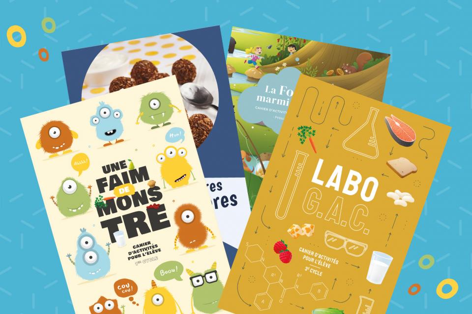 The cover of free activities books on Canada’s food guide for preschool and elementary