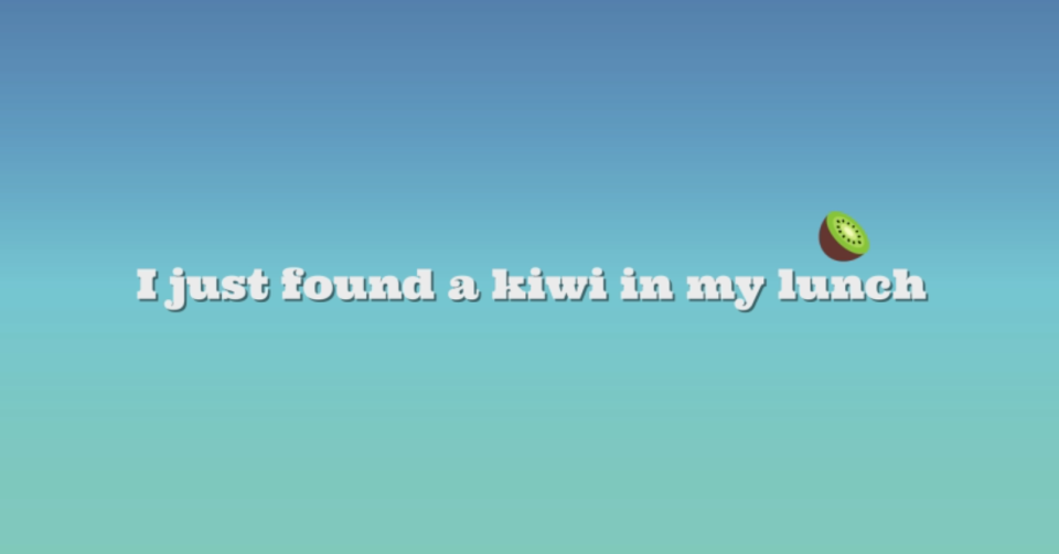Image of karaoke type song with cartoon kiwi guiding words.