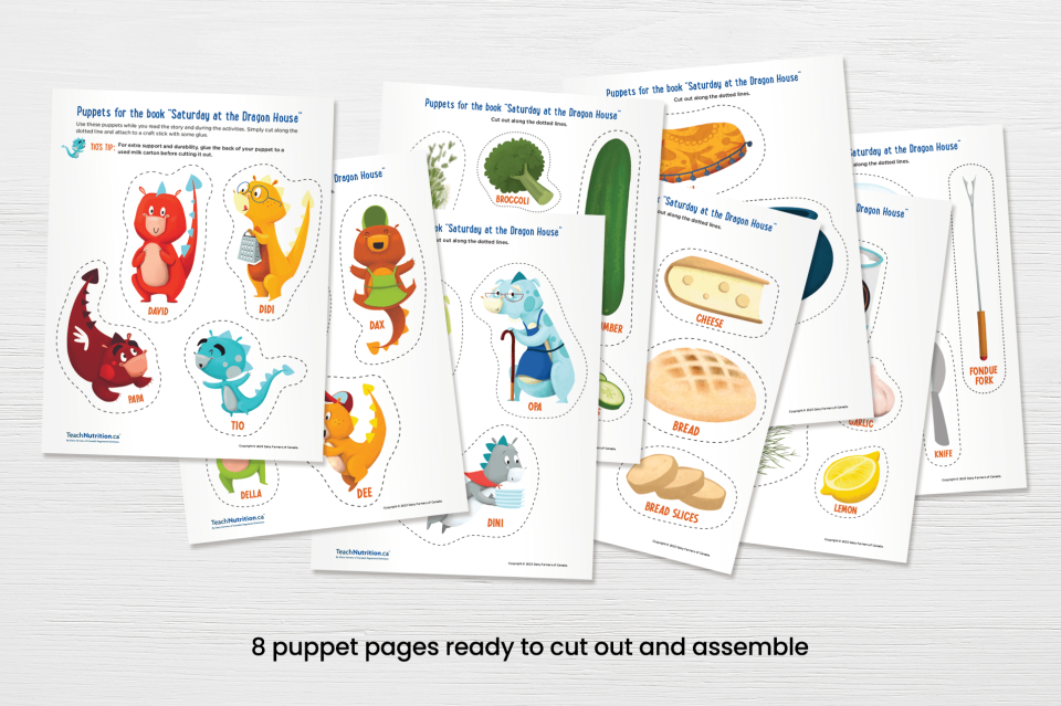 8 puppet pages ready to cut out and assemble.