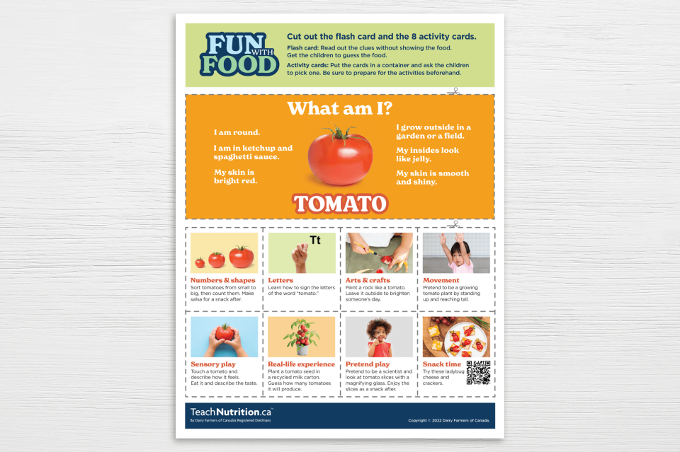Fun with Food sheet - Tomato sheet