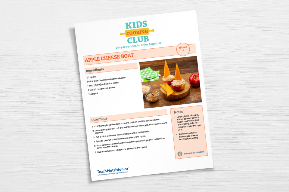 recipe sheet for Apple cheese boat