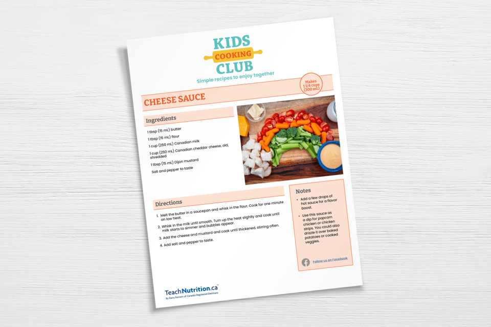 Recipe sheet for Cheese Sauce