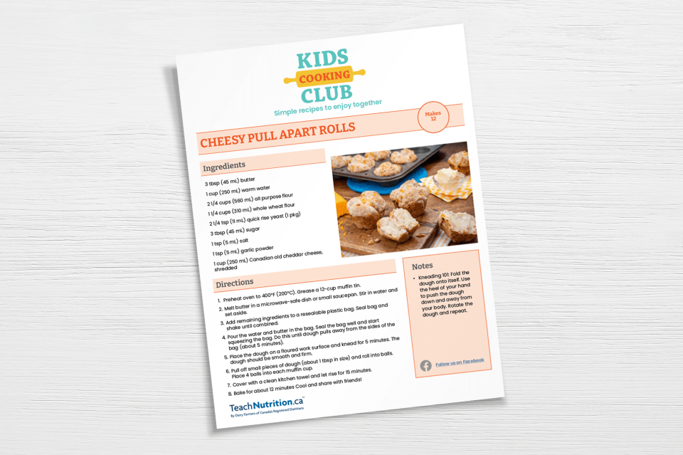 Recipe sheet for Cheesy Pull Apart Rolls